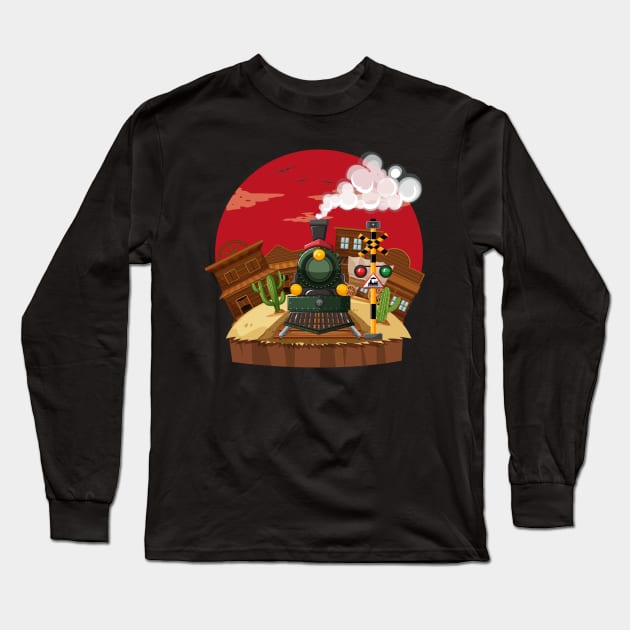 Train ride in the western town Long Sleeve T-Shirt by PG